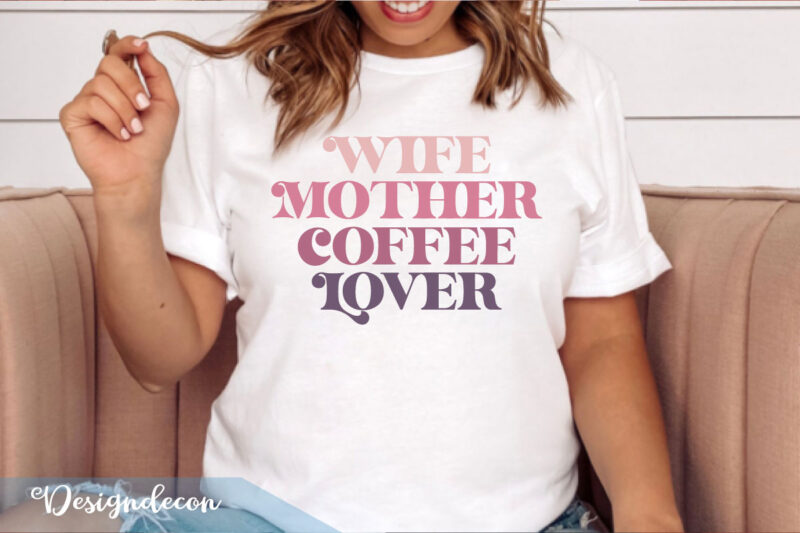 Retro Mama Coffee PNG Sublimation T-shirt Designs Bundle