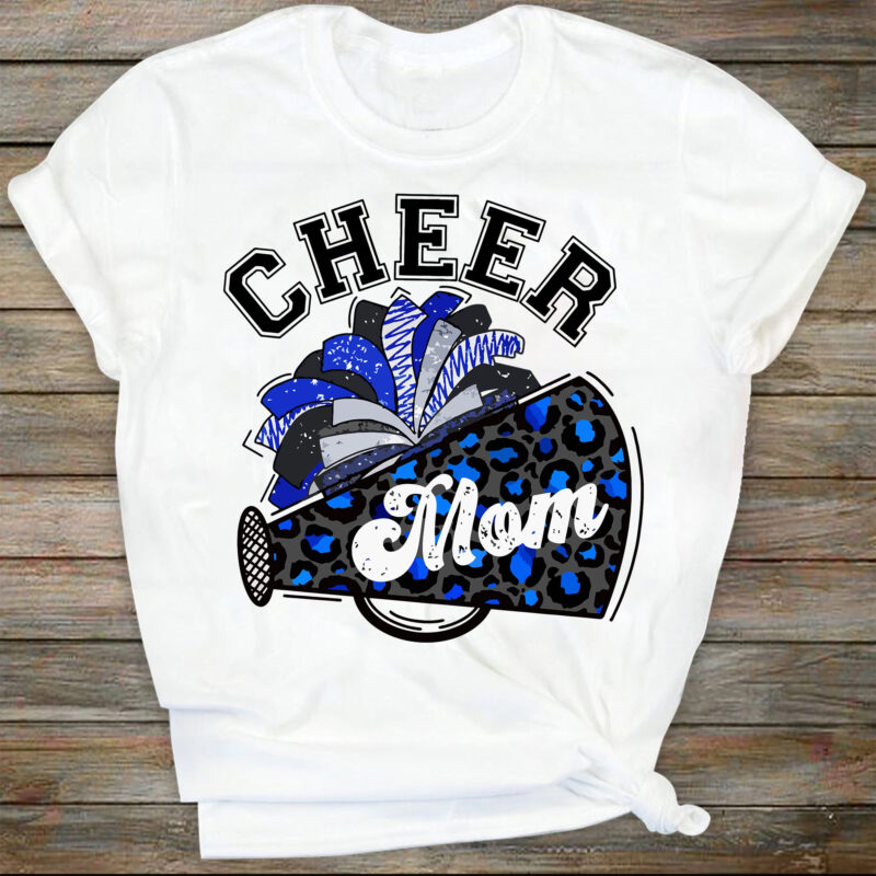 Cheer Mom PNG Image, Blue Leopard Letters Cheer Design, Sublimation ...