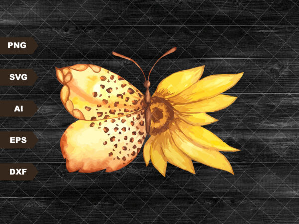 Sunflower butterfly png files for sublimation downloads | leopard sunflower png sublimation designs downloads | western png | country png
