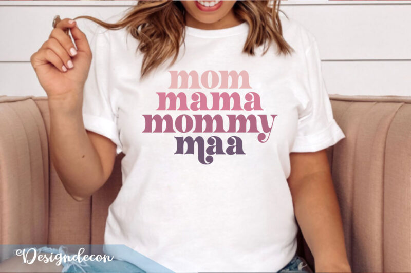 Retro Mama Coffee PNG Sublimation T-shirt Designs Bundle