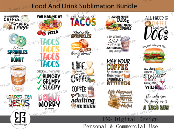 Food and drink sublimation t shirt graphic design