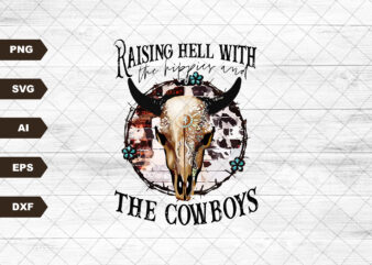 With the hippies & the cowboys PNG- Sublimation Download- Tshirt Designs-Western Png, Cowgirl Png,Rodeo png, Cowboy Png,Western Sublimation