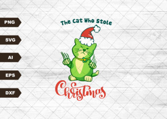 The Cat Who Stole Christmas Shirt, Handmade Clothing, Gift for Her, Christmas Gift, Adult Costume, Teacher Shirt, Christmas Gift, Santa Tee