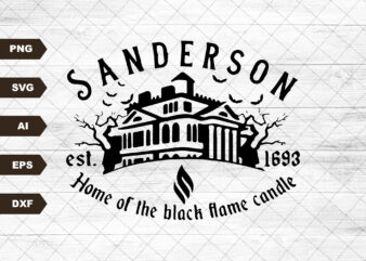 Sanderson Est. 1963 SVG, Witch Museum svg, Hocus Pocus Sanderson Crewneck, Sanderson Halloween svg, Fall svg, Witch Shirt t shirt template vector