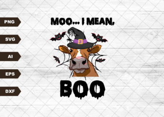 Moo I Mean Boo Png, Funny Cow Halloween Png, Boo Ghost Cow Halloween Png, Boo Png Halloween Sublimation Png