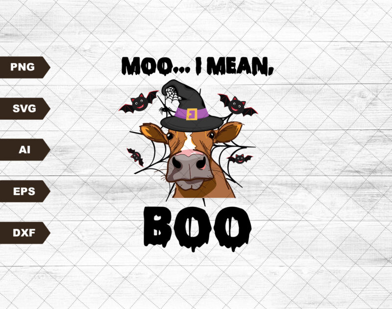 Moo I Mean Boo Png, Funny Cow Halloween Png, Boo Ghost Cow Halloween Png, Boo Png Halloween Sublimation Png