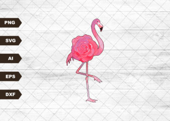 Floral Flamingo Pink Svg file, EPS file PNG file JPG file, Instant Digital Download, Cricut Cut File, Svg File for Cricut