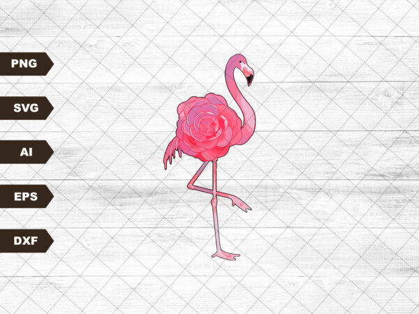 Floral flamingo pink svg file, eps file png file jpg file, instant digital download, cricut cut file, svg file for cricut t shirt graphic design