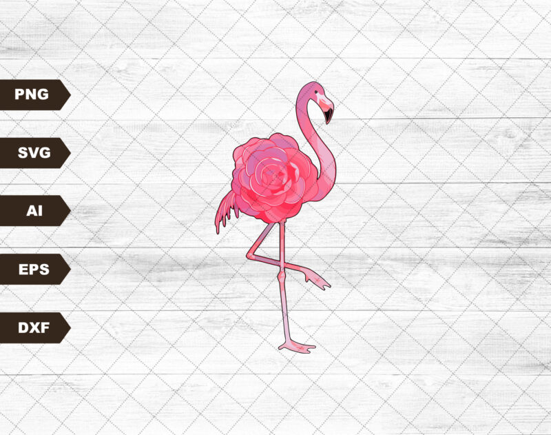 Floral Flamingo Pink Svg file, EPS file PNG file JPG file, Instant Digital Download, Cricut Cut File, Svg File for Cricut
