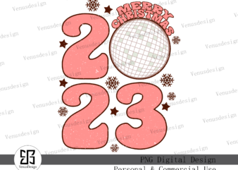 Groovy Merry Christmas 2023 Sublimation t shirt design template