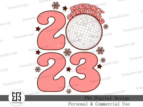 Groovy merry christmas 2023 sublimation t shirt design template