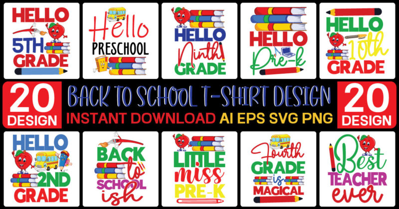 Back To School T-shirt Design , T-Shirt Design,Teacher SVG Bundle, school svg, teacher svg, first day of school, svg bundle, kindergarten svg, back to school svg, cut file for cricut,