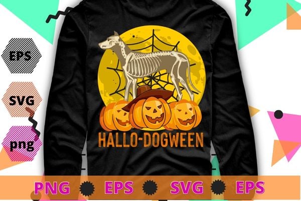 Happy hallo dogtween Funny dog Halloween Skeleton Kids Girls T-Shirt design svg, hallo dogtween, dogween,cat Skeleton png, Halloween eps