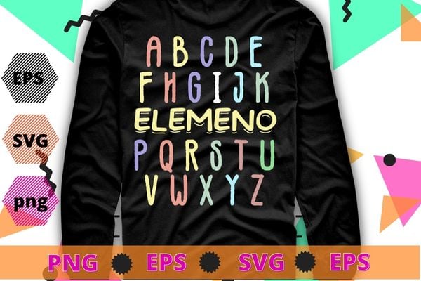 Abc elemeno kindergarten teacher cute gifts back to school t-shirt design svg,abc elemeno kindergarten teacher png