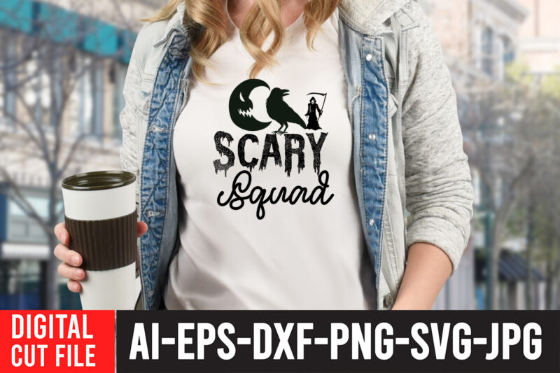 Scary Squad T-Shirt Design , Scary Squad SVG Design , Halloween SVG Design , Halloween SVG Bundle , Halloween SVG Design Bundle , Halloween Bundle , Scary SVG Design ,