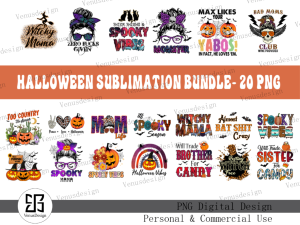 Halloween sublimation bundle- 20 png graphic t shirt