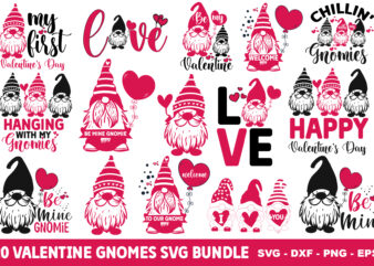 20 Valentine Gnomes svg bundle