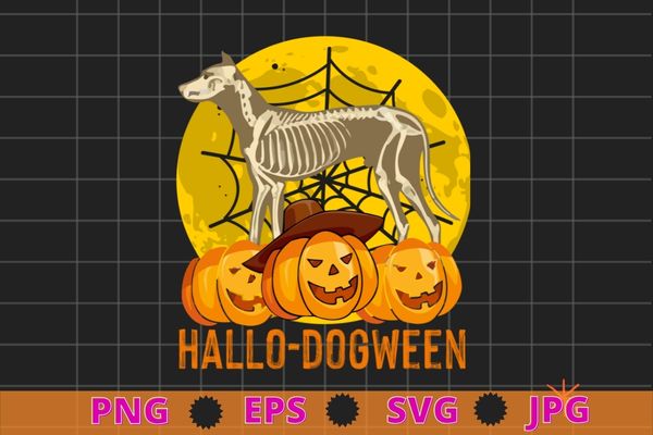 Happy hallo dogtween Funny dog Halloween Skeleton Kids Girls T-Shirt design svg, hallo dogtween, dogween,cat Skeleton png, Halloween eps