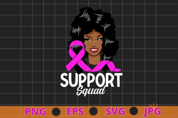 Support squad messy bun pink ribbon breast cancer awareness t-shirt design svg, support squad, pink ribbon, breast cancer awareness