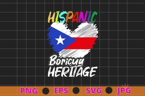 National hispanic heritage month puerto rico flag boricua t-shirt design eps