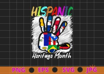 National Hispanic Heritage Month the palm of the hand Flag Tree Roots Latino T-Shirt design