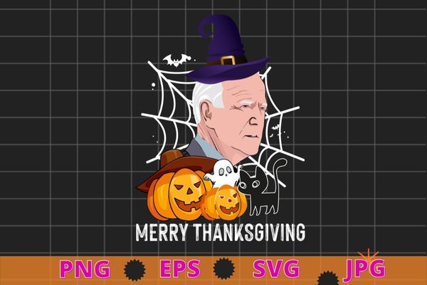 Joe biden merry thanksgiving ghost pumpkin funny halloween t-shirts design svg