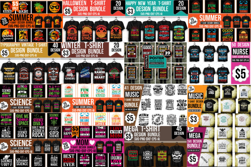 Big Mega T-shirt Design Bundle