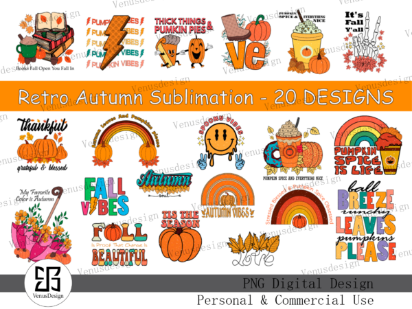 Retro autumn sublimation bundle t shirt design online
