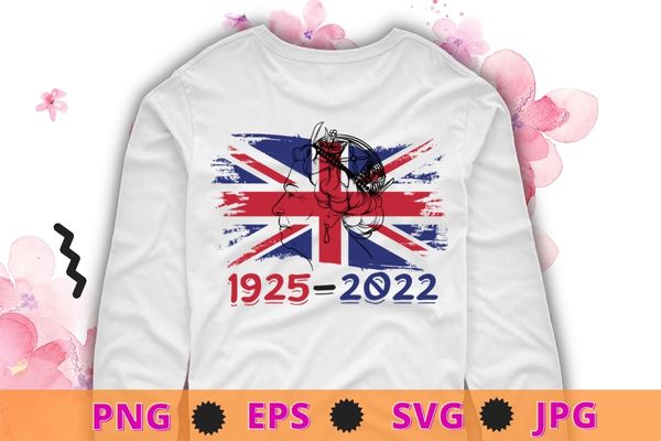 Queen II Elizabeth 1925-2022 Queen of England T-Shirt design svg, Queen II, Elizabeth England, Queen of England, UK flag,