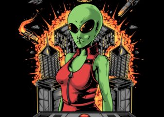 Alien teror t shirt vector