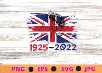 Queen II Elizabeth 1925-2022 Queen of England T-Shirt design svg, Queen II, Elizabeth England, Queen of England, UK flag,
