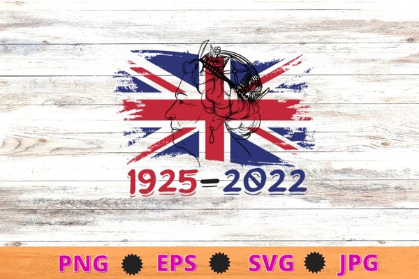 Queen ii elizabeth 1925-2022 queen of england t-shirt design svg, queen ii, elizabeth england, queen of england, uk flag,