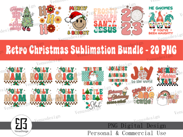 Retro christmas sublimation bundle t shirt design online Retro christmas sublimation bundle t shirt design online