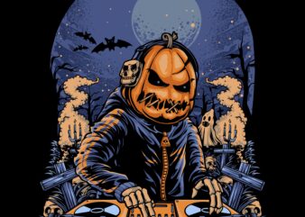 Dj halloween t shirt vector illustration