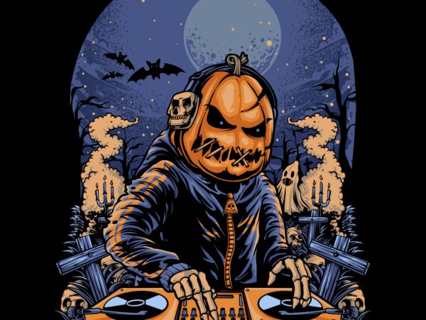 Dj halloween t shirt vector illustration