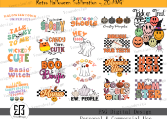 Retro Halloween Sublimation – 20 PNG
