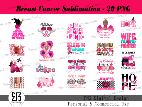 Breast cancer sublimation – 20 png t shirt template