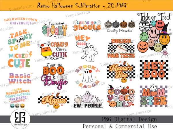 Retro halloween sublimation – 20 png t shirt design online Retro halloween sublimation – 20 png t shirt design online