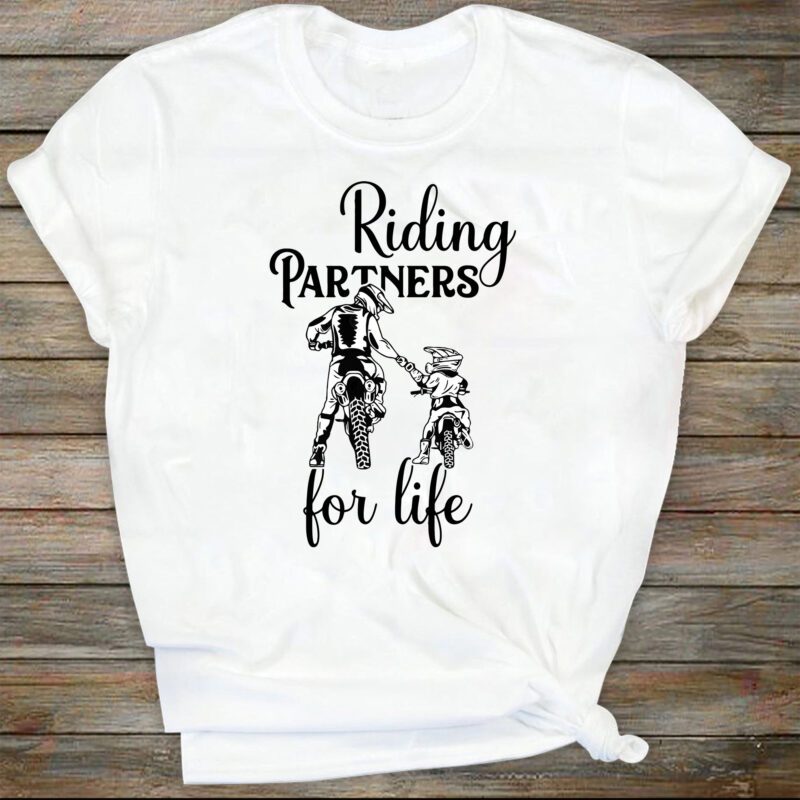 “Riding Partners for Life Svg | Like Father and Son Biker Cut File | Dirt Sports Bike Tandem Clipart | Big Bike Rally T-shirt Design png DXF “