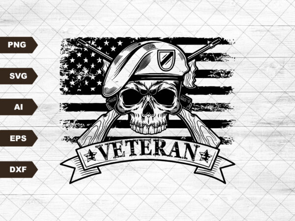 Usa veteran skull svg file || us army veteran svg || veteran skull svg || military svg || army svg || patriotic veteran svg || cutting files t shirt vector graphic