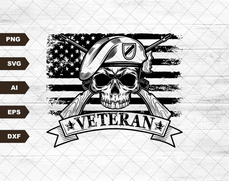 USA Veteran Skull Svg File || US army Veteran Svg || Veteran Skull Svg || Military Svg || Army Svg || Patriotic Veteran Svg || Cutting Files
