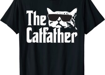 Mens The Catfather Funny Cat Dad Fathers Day Vintage Father’s T-Shirt CL