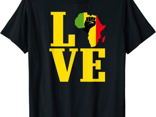 Africa black power raised fist on Africa map rasta colors T-Shirt CL ...