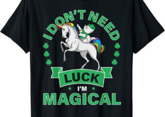 St Patrick’s Day Leprechaun Cat & Unicorn Shirt I’m Magical CL
