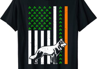 Shamrock Irish American Flag German Shepherd St Patricks Day T-Shirt CL