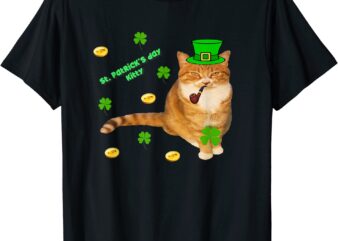 Orange Tabby Cat Leprechaun Irish St. Patrick’s Day Tshirt T-Shirt CL