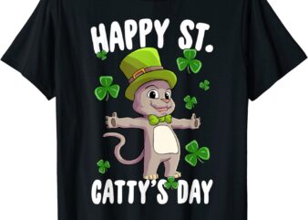 Happy Saint Catty’s Day St Patricks Day Irish Cat Leprechaun T-Shirt CL