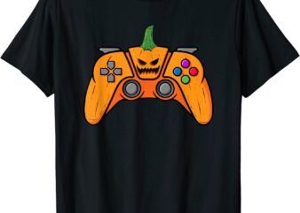 Halloween Video Game Controller With Pumpkin Face Gaming T-Shirt CL