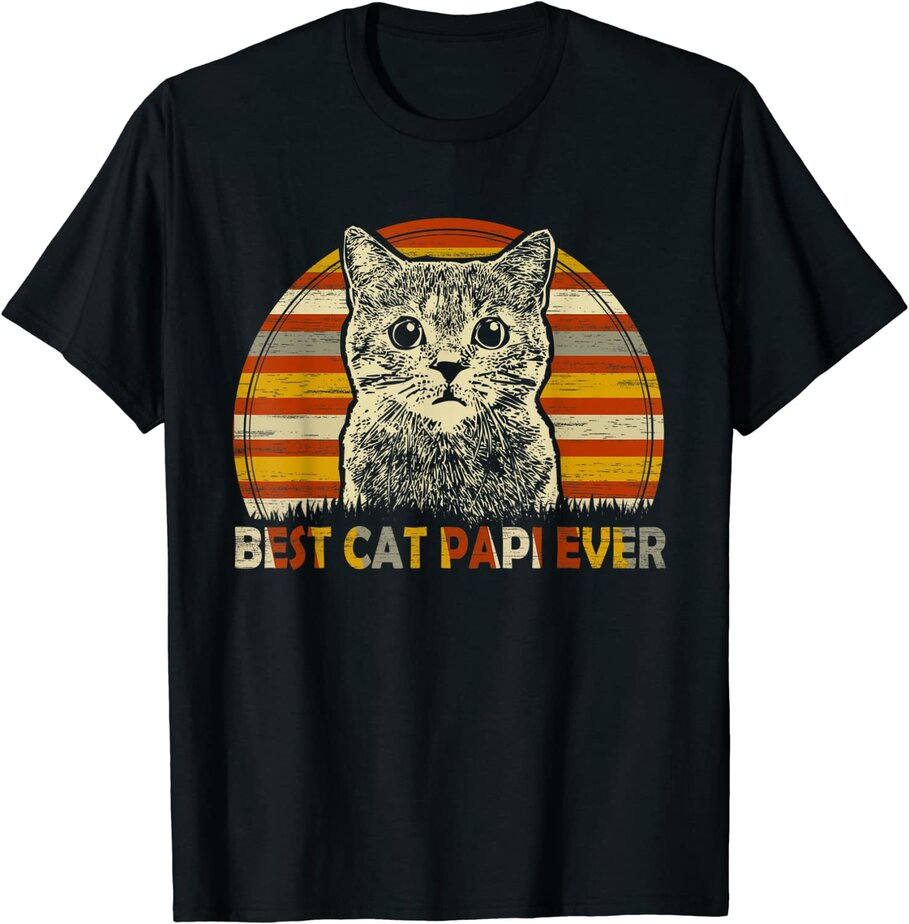 1Vintage Best Cat Papi Ever Fathers Day Christmas T-Shirt CL - Buy t ...