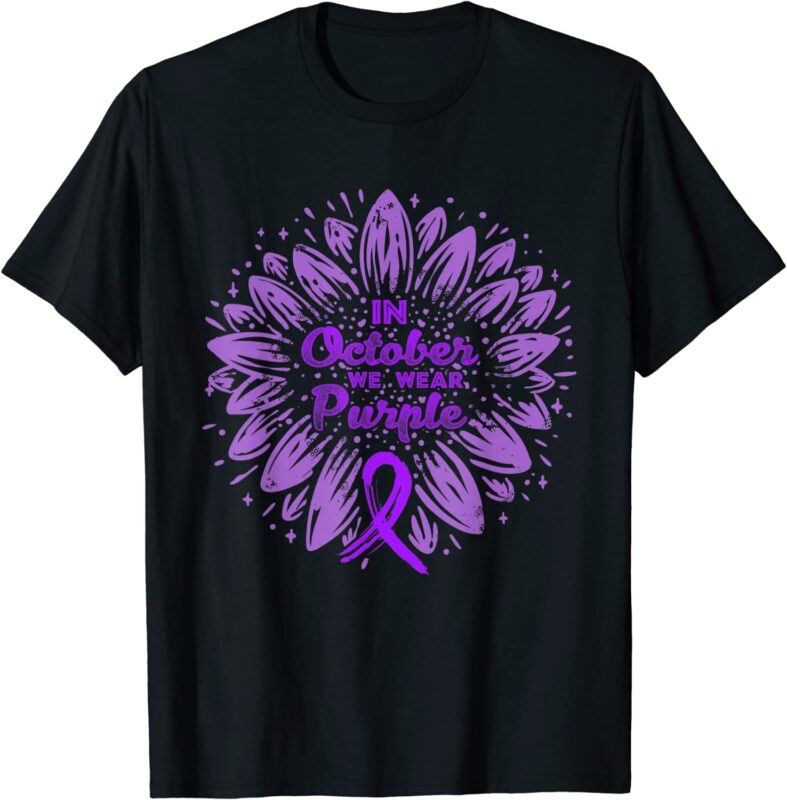 In October We Wear Purple Ribbon Domestic Violence Awareness T-Shirt CL ...